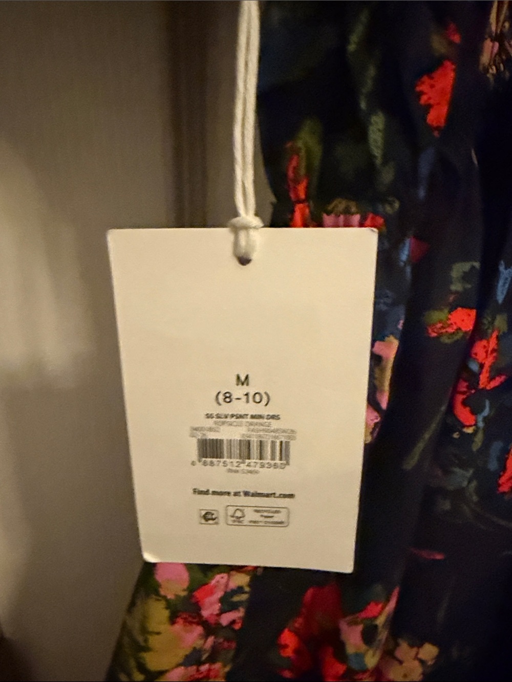 Navy Floral Square-Neck Mini Dress with Smocked Bodice - Picture 12 of 16